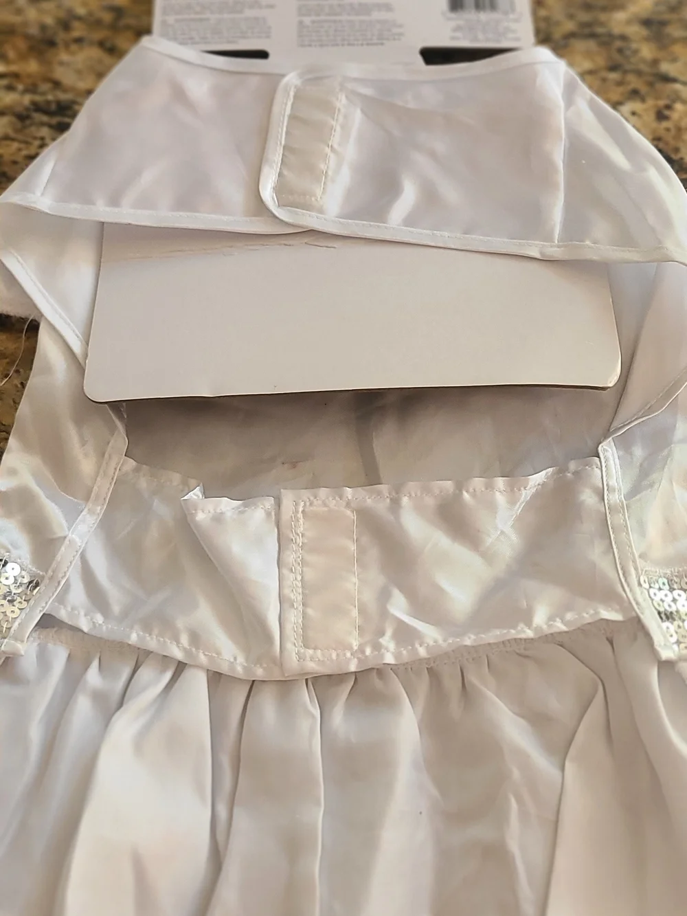 Celebrate It White Angel Dog Costume with Sequin Waistband and Halo Headband